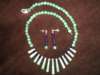 16 inch Swag necklace of Adventurine and 
Amethyst, matching earrings are 1 1/2 inches